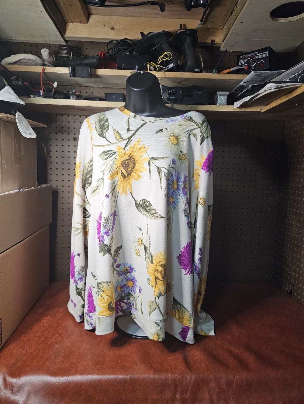 Denim & Co Flower Long Sleeve Light Sweater Size 1X
